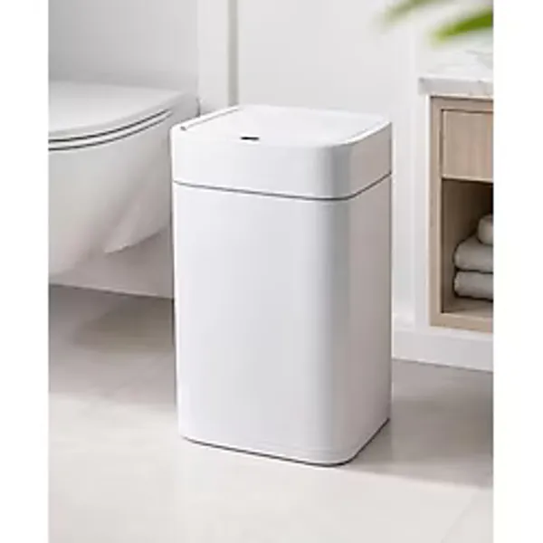 22 Litre Sensörlü Çöp Kovası, Otomatik Temassız Akıllı Çöp Kutusu, Sessiz Kapanan, 2 Aa Pille Çalışan, Hijyenik Mutfak, Banyo ve Ofis Çöp Kovası Beyaz - 0 - 199 ml - 000-Siyah