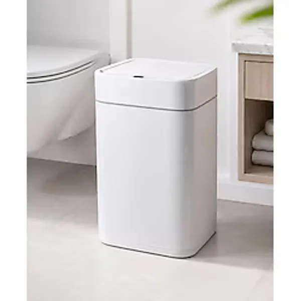 22 Litre Sensörlü Çöp Kovası, Otomatik Temassız Akıllı Çöp Kutusu, Sessiz Kapanan, 2 Aa Pille Çalışan, Hijyenik Mutfak, Banyo ve Ofis Çöp Kovası Beyaz - 00-Siyah - Beyaz - 1 - 2 cm