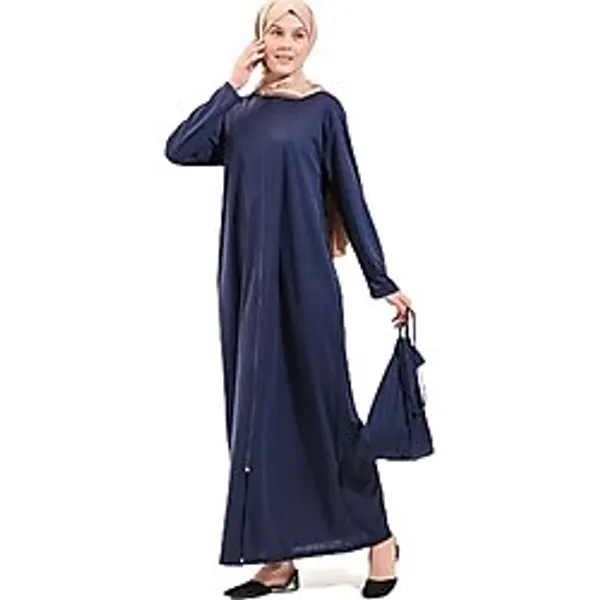 2258_PRATIK Fermuarlı Tesettür Namaz Elbisesi Lacivert Ferace - 00400 Lacivert - 2XL - 3XL