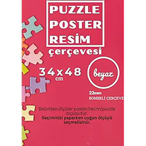 22lik KAHVERENGİ Puzzle Poster Resim Çerçevesi PVCli Postersiz Resimsiz Çerçeve (Beyaz, 34x48)