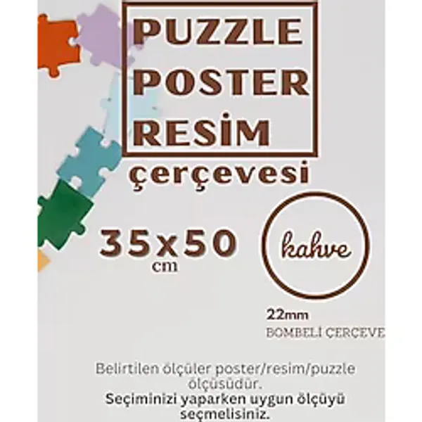 22lik KAHVERENGİ Puzzle Poster Resim Çerçevesi PVCli Postersiz Resimsiz Çerçeve (Kahverengi, 35x50)