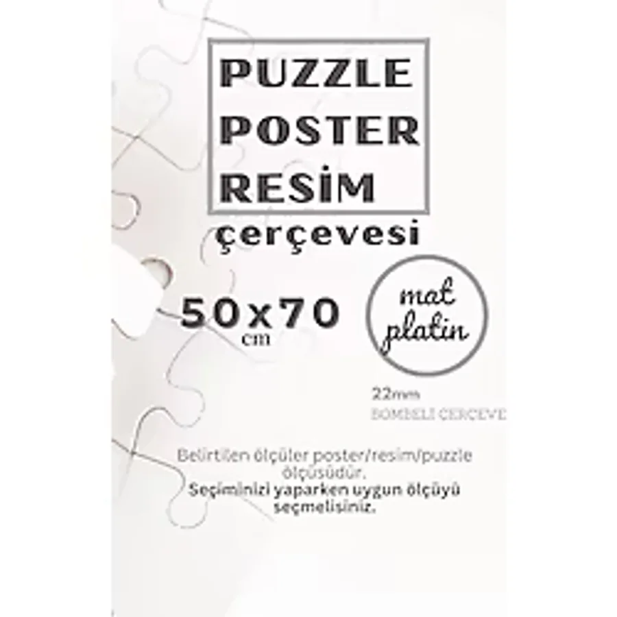 22lik KAHVERENGİ Puzzle Poster Resim Çerçevesi PVCli Postersiz Resimsiz Çerçeve (Platin, 50x70)