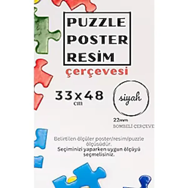 22lik Puzzle Poster Resim Çerçevesi PVCli Postersiz Resimsiz Çerçeve (Siyah, 33x48)