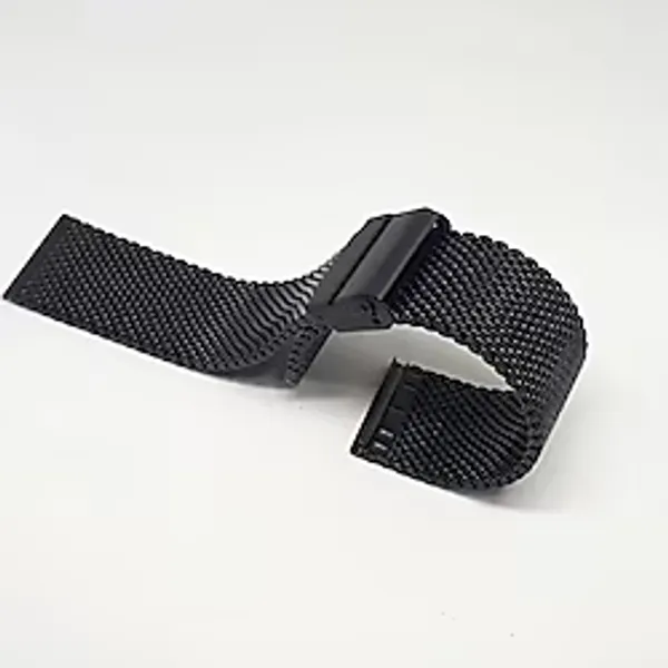22mm Siyah Renk Hasır Kalın Örgü Çelik Kaplama Metal Saat Kordonu