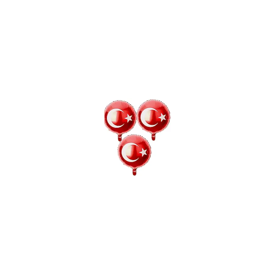 23 Nisan 29 Ekim Türk Bayrak Temalı Folyo Balon 45 Cm 3 Adet