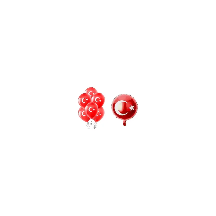 23 Nisan 29 Ekim Türk Bayrak Temalı Latex ve Folyo Balon Seti