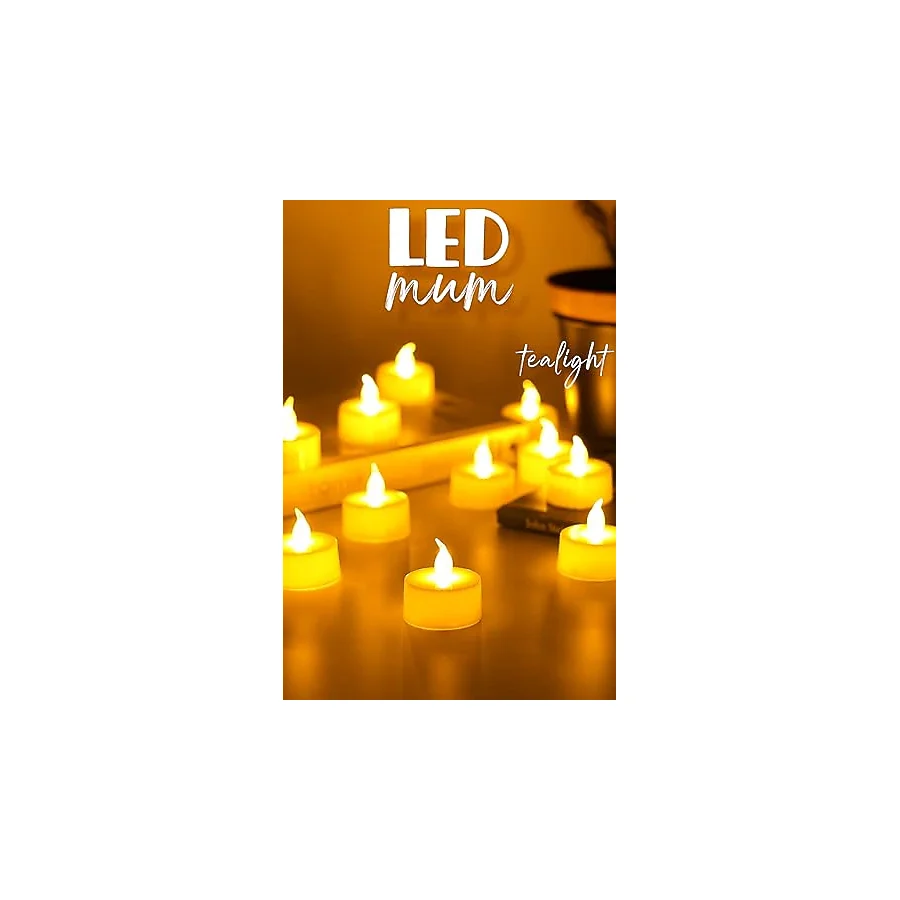 24 Adet LED Mum Tealight Mini Dumansız Pilli Alevli Dekoratif Yapay Mum Işıldak Beyaz 1036-2