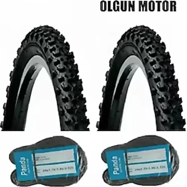 24 Jant 24X1.95/2.00 Bisiklet Dış Lastiği Kalın Tırnak Mb50 X 2 Adet + Panda İç Lastik Seti