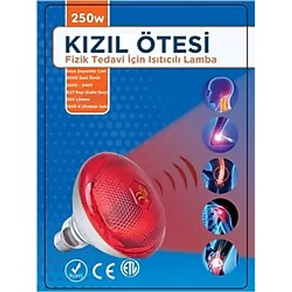 250w Kızılötesi (infrared) Isıtıcılı Fizik Tedavi Lambası (kırmızı Işık) E27 (kalın Duy)