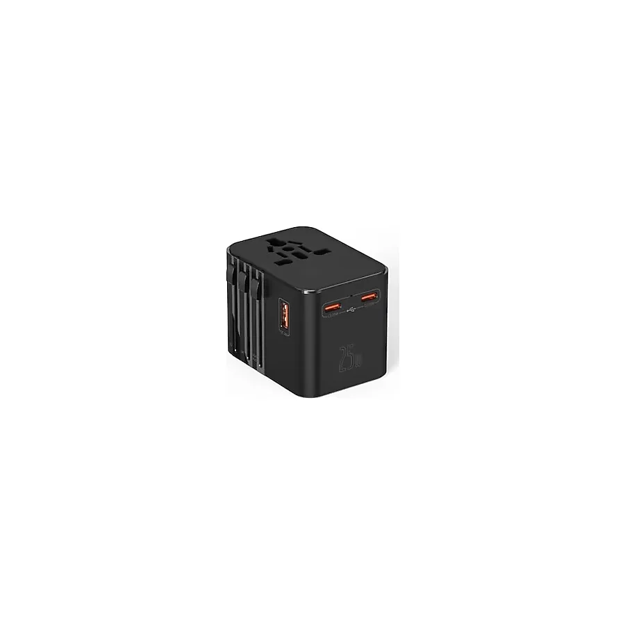 25W Evrensel Seyahat Adaptörü, Eu/us/uk/au Priz Dönüştürücü, 1x Usb, 2x Type-C Hızlı Şarj