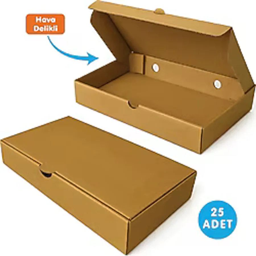 25X16X4 cm Karton Kraft Kutu 25 Adet Kargo Gıda Kutusu Pide Tost Lahmacun