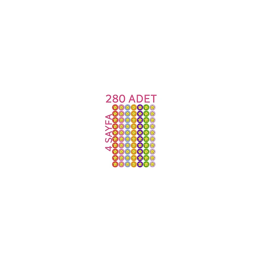 280 Li Yıldız Sticker Çıkartma, Okul, Tebrik, Kutlama Stickerı, Motivasyon Setleri