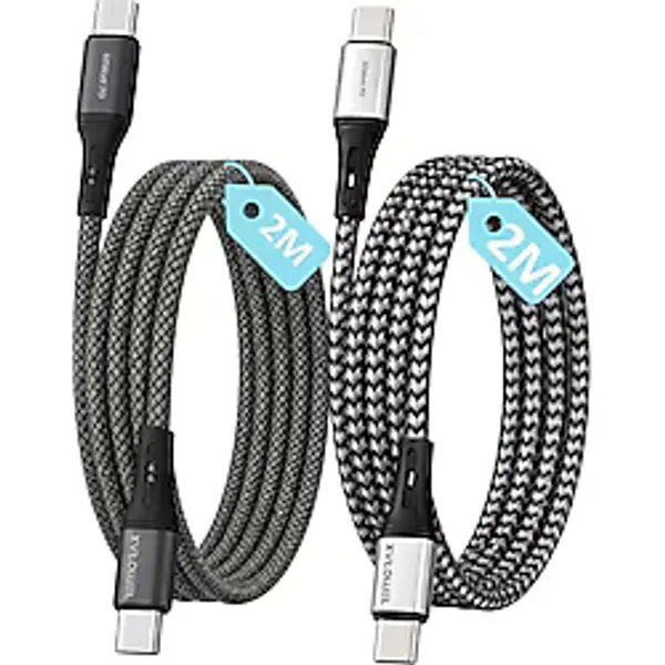 2AD x 2metre Set, Type C-C Örgülü 60WATT Pd Hızlı Şarj Kablosu, Remorax Wahoo (2AD x 2metre Füme ve Grisiyah)