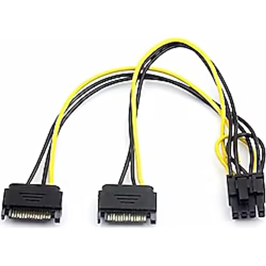 2X Sata To 8 Pin (6+2) Pci-E Express Guc Molex Power Kablosu Cevirici Donusturucu 4327