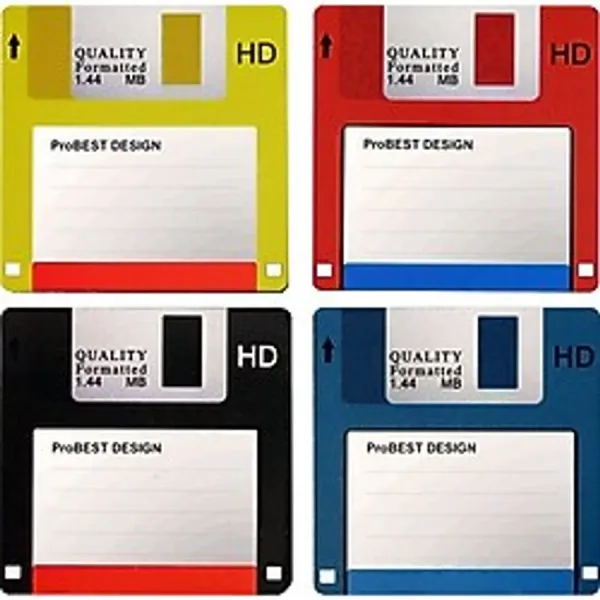 3.5 Disket Bardak Altlığı Seti Retro - 12 Adet - 4 Renk Çok Renkli