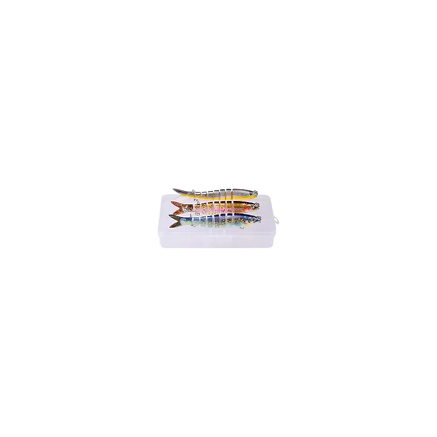 3 Adet 8 Eklemli 3d Oynak Rapala Sahte Balık Yem Seti Tatlı Ve Tuzlu Su Uyumlu Wobblers Swimbait