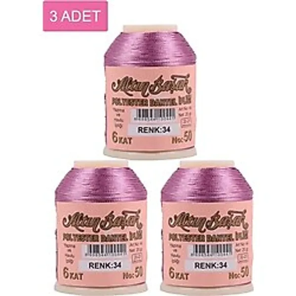 3 Adet Altınbaşak Oya ve Dantel İpi 20 gr - Royaleks - No: 034