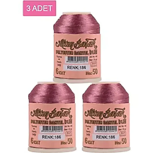 3 Adet Altınbaşak Oya ve Dantel İpi 20 gr - Royaleks - No: 186
