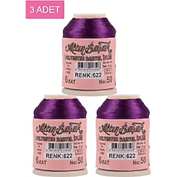 3 Adet Altınbaşak Oya ve Dantel İpi 20 gr - Royaleks - No: 622