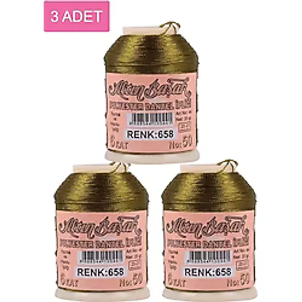 3 Adet Altınbaşak Oya ve Dantel İpi 20 gr - Royaleks - No: 658