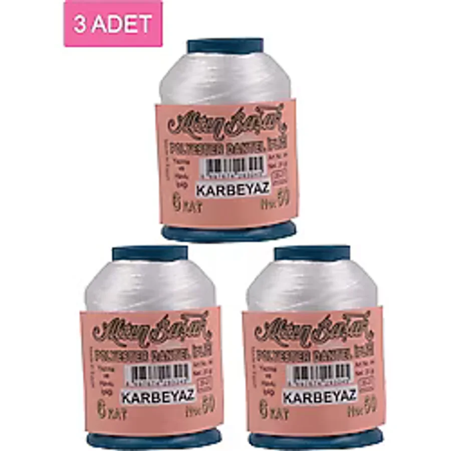 3 Adet Altınbaşak Oya ve Dantel İpi 20 gr - Royaleks - No: K.BEYAZ