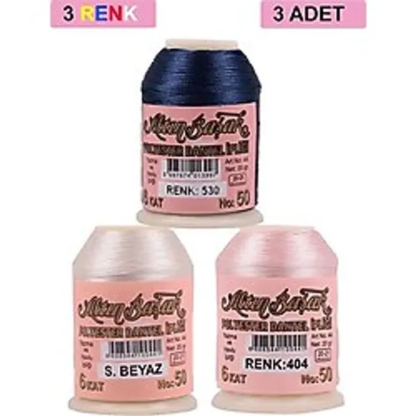 3 Adet Altınbaşak Oya ve Dantel İpi 20 gr - Royaleks - No: Ş.BEYAZ - 404 - 530