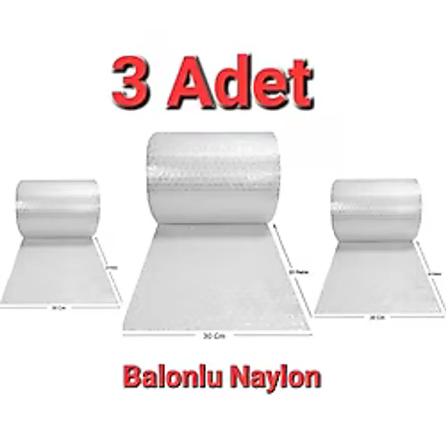 3 Adet Balonlu Ambalaj Naylonu Pat Pat Havalı Naylon Balonlu Naylon 30 Cm X 10 Metre Pıtpıt Patpat