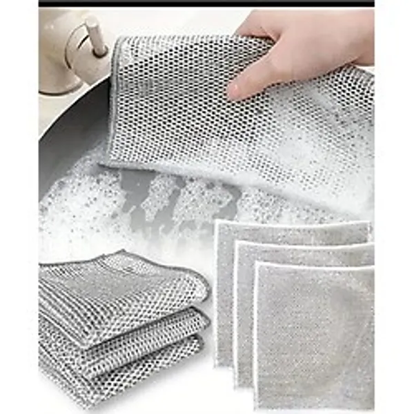 3 Adet Bulaşık Teli Çift Taraflı Bulaşık Bezi Teli Mutfak Banyo Lavabo (20X20 CM)