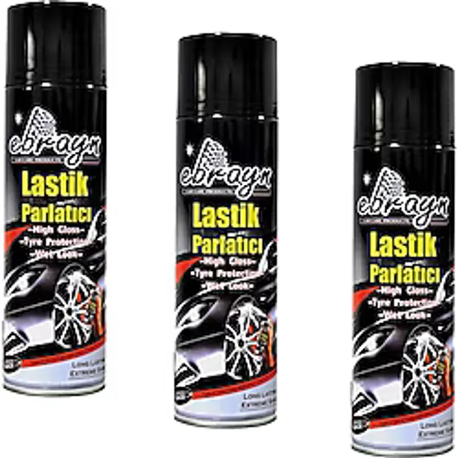 (3 Adet) Ebrayn Premium Lastik Parlatıcı Tampon Parlatıcı Koruyucu Aerosol Sprey 500 ml