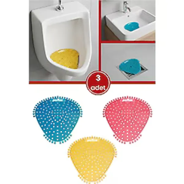3 Adet Pismiss Üçgen Koku Giderici, Pisuvar Lavabo Banyo Gider Süzgeci Kir Leke Tutmaz 30 Gün Etkili