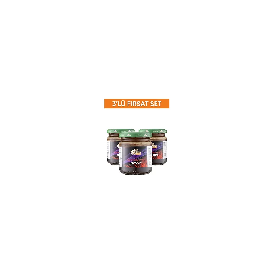 3 Adet Sidra Özel Bitkisel Karışımlı Ginsengli Macun Orijinal Bandrollü (Mor) 240 Gr Macun (16 Servis) Unisex Orjinal