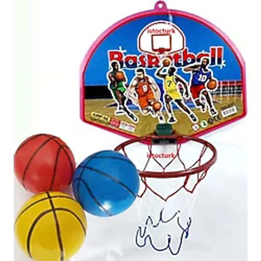 3 Adet Top+Duvara monte 42cm Büyük Boy Oyuncak Basketbol Potası