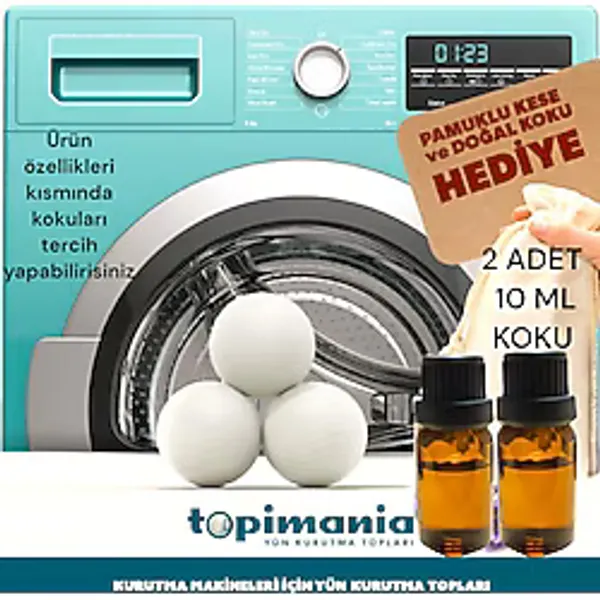 3 Adet Xxl Doğal Yerli Üretim Çamaşır Yün Kurutma Topu 2 Adet 10 ml Esans - Kurutma Makinesi İçin