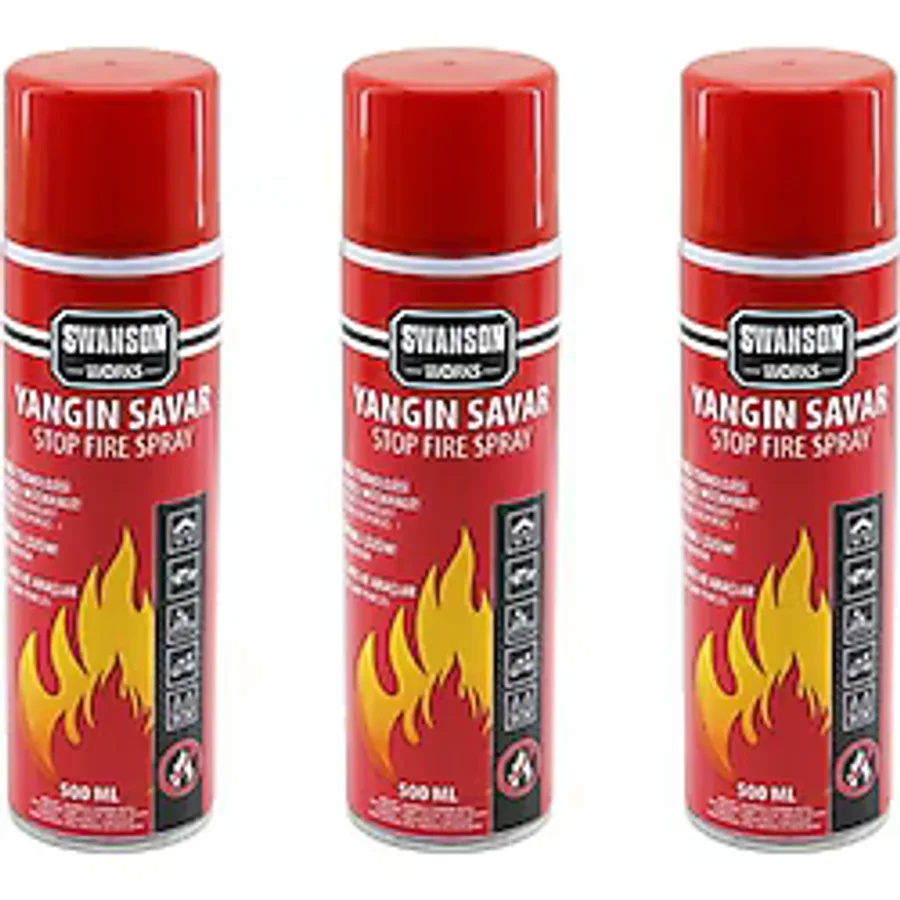 3 Adet Yangın Söndürücü - Yangın Savar Sprey 500ml + 500 Ml + 500