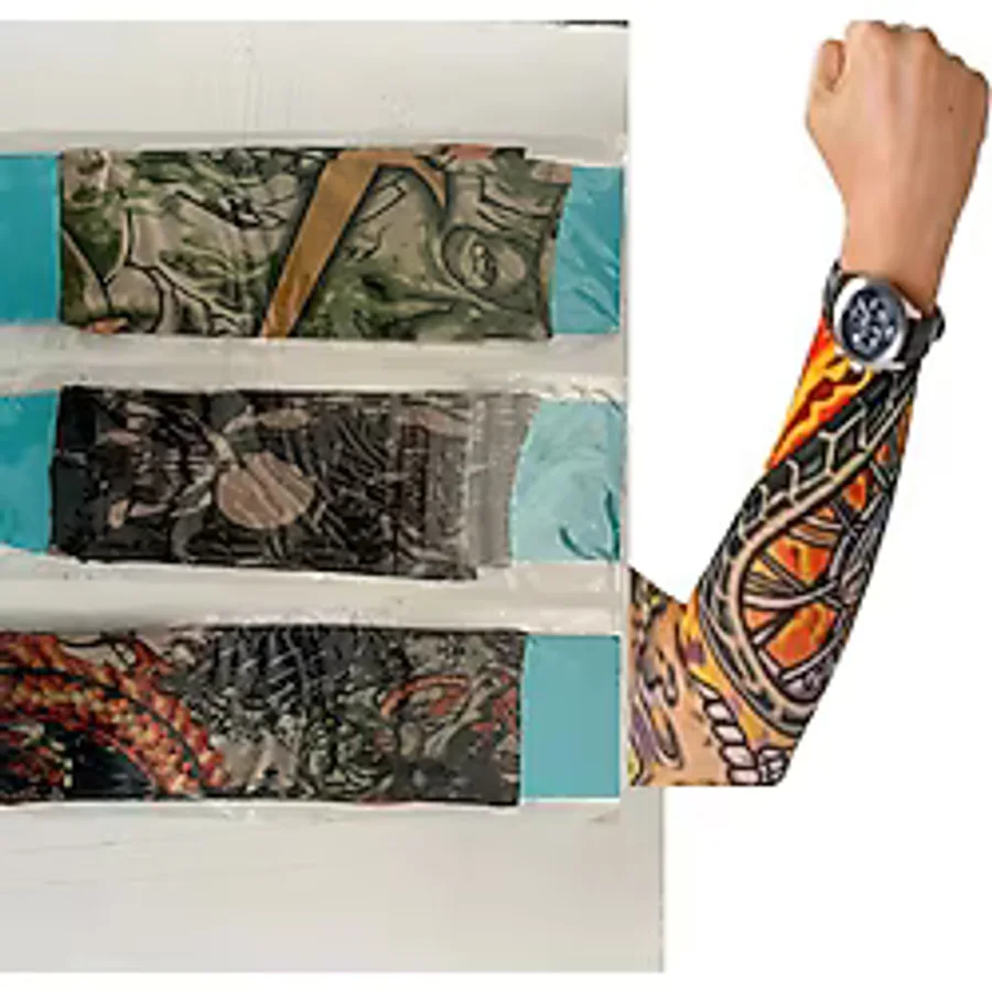 3 Çift 6 Adet Giyilebilir Dövme SLEEVES Tattoo Çorabı