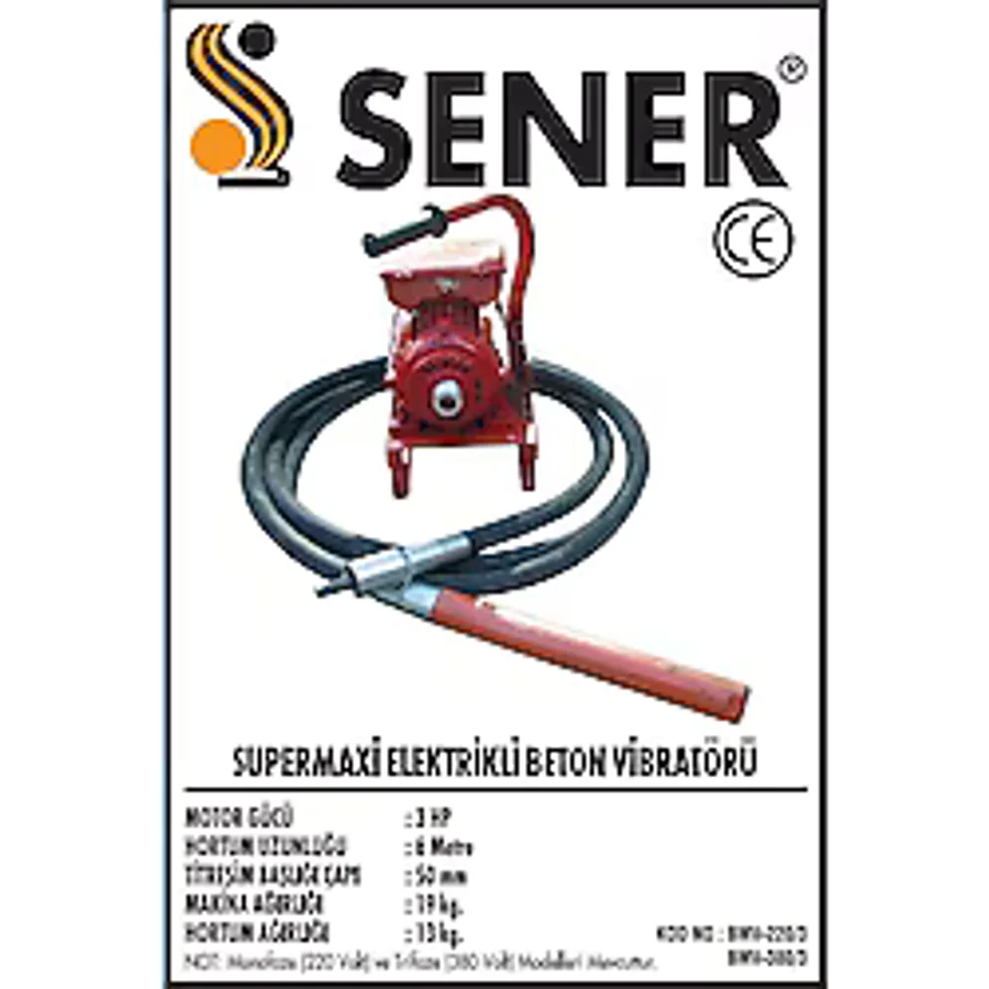 3 Hp. Demir Kasa Beton Vibratörü 6 Mt. Hortumlu