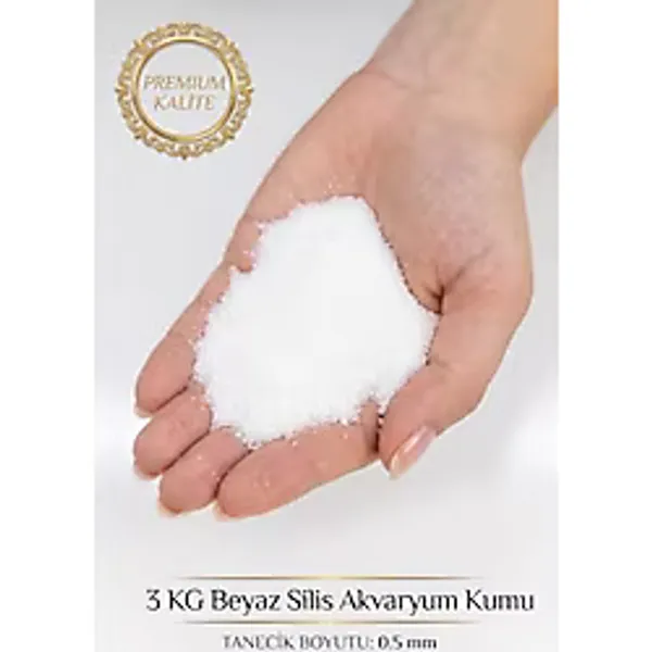 3 KG Beyaz Silis Akvaryum Kumu 0,5 mm Doğal Beyaz Taban Kumu Akvaryum Dekor -Kalsiyum