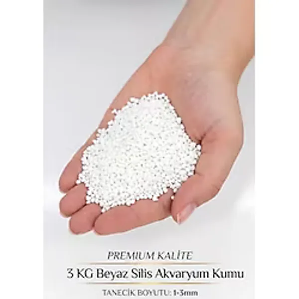 3 KG Beyaz Silis Akvaryum Kumu 1-3 mm Doğal Beyaz Taban Kumu Akvaryum Dekor -Kalsiyum