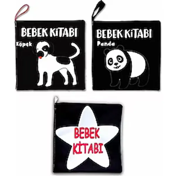 3 Kitap Tox Siyah-Beyaz Evcil, Vahşi Hayvanlar ve Bebek Kumaş Sessiz Kitap T060 T137 T138 - Bez Kitap , Eğitici Oyuncak , Yumuşak ve Hışırtılı