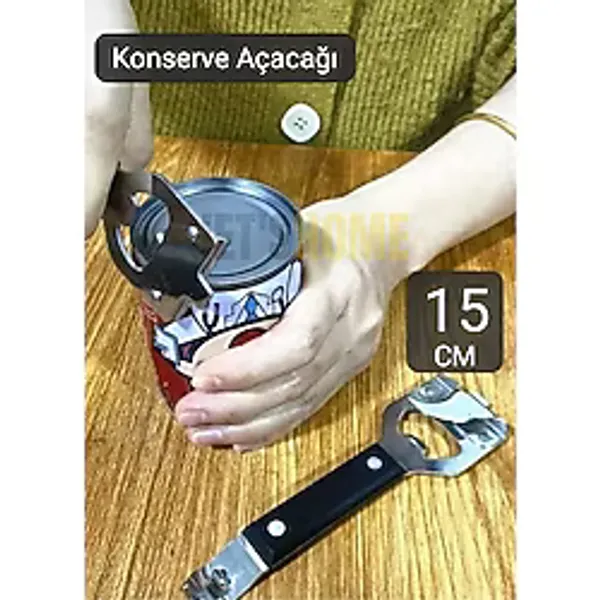 3'lü Ağız Konserve Açacağı Paslanmaz Şişe Açacağı Çelik Açacak 15 cm