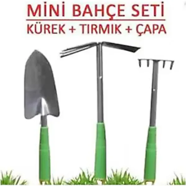 3'lü Bahçe Seti Tırmık Çapa Kürek Mini Bahçe Seti ÜCRETSİZ KARGO