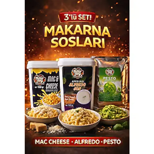 3'lü Gurme Makarna Sosu Seti - Mac Cheese + Alfredo + Pesto (3 x 1000g)