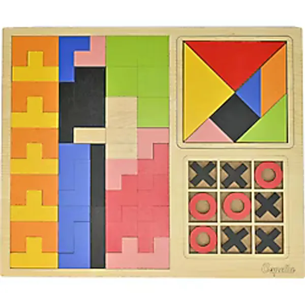 3'lü Oyun Seti Tetris Tangram Xox Eğitici Ahşap Oyuncak