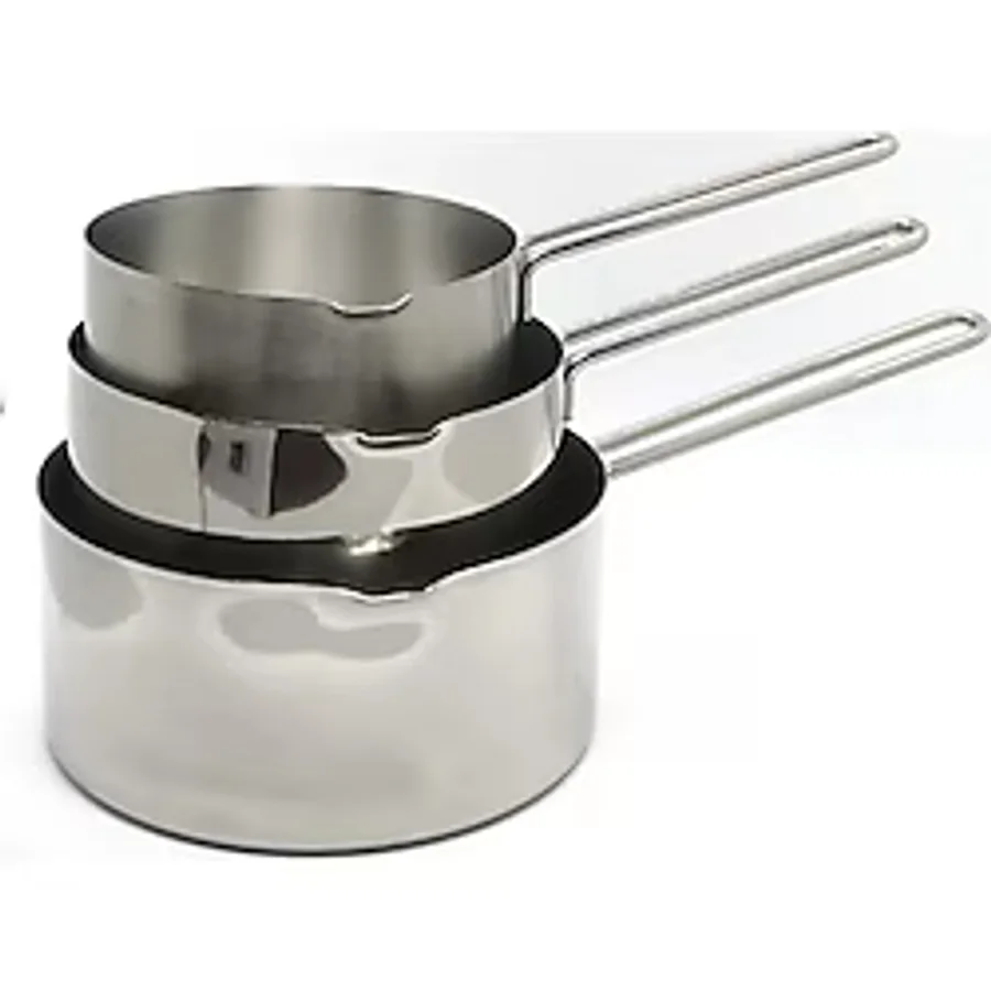 3 Lü Set Paslanmaz Çelik Kaçerola Sütlük ve Sosluk 12-14-16 cm