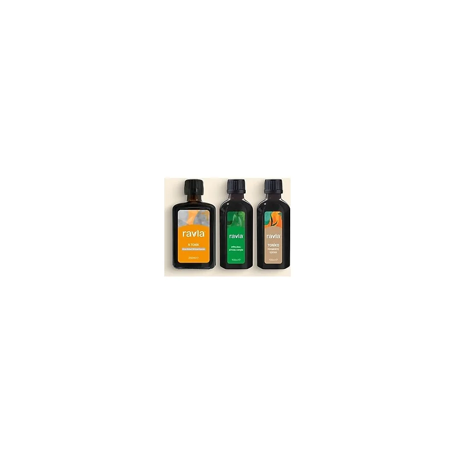 3'lü Ürün - Ravla R Tonik Elma Sirkeli Bitkisel Içecek - 250ML / Ravla Spirulinalı Bitkisel Karışım - 100ML / Ravla Toniko Fermente Içecek - 100ML - 250 ml