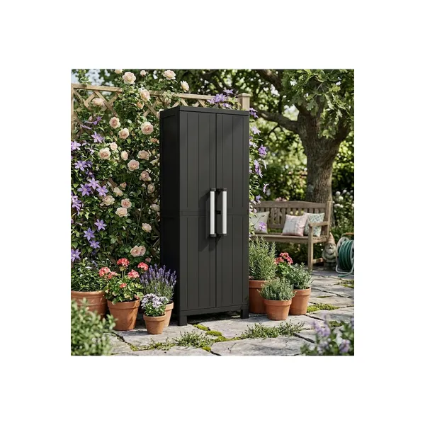 3 Raflı ve Uzun Bölmeli, Bahçe Dolabı, Balkon Dolabı, Plastik Dolap 65x37x173