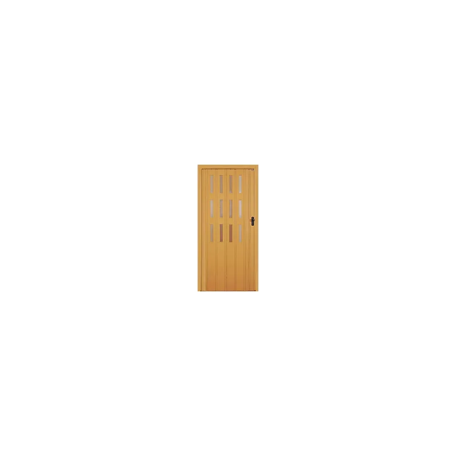 3 Sıra Camlı Akordeon Kapı, Meşe Ahşap Desenli, 87x215 cm