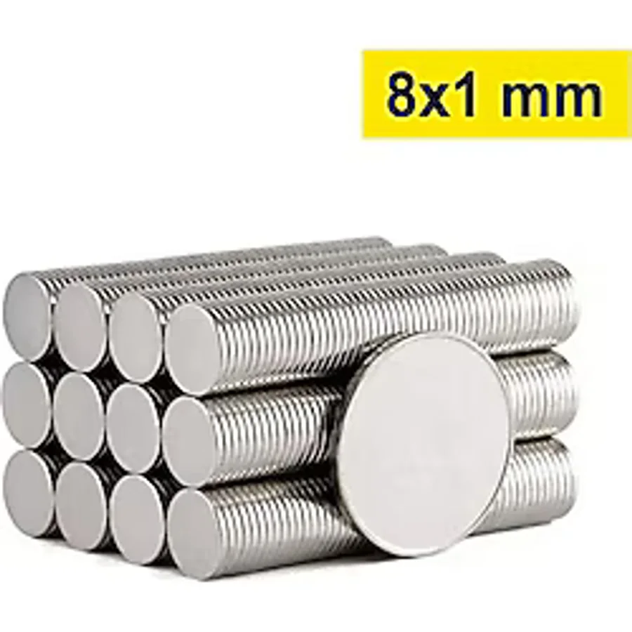 30 Adet 8x1mm Yuvarlak Neodyum Mıknatıs Magnet, Buzdolabı Magneti Mıknatısı