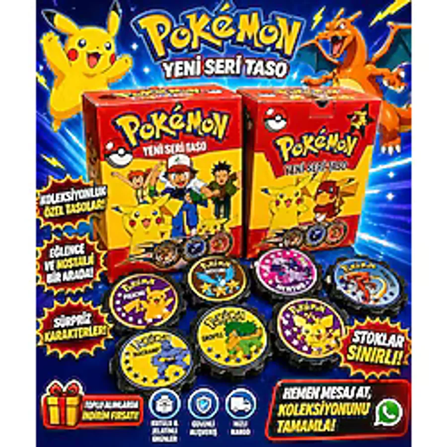(30 Adet) Pokemon Yeni Seri Taso En Sevilen Nostaljik Pokemon Karakter Tasoları