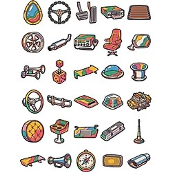 30 Adet Retro Karavan Aksesuarları Sticker Seti - Laptop, Kask, Ajanda İçin
